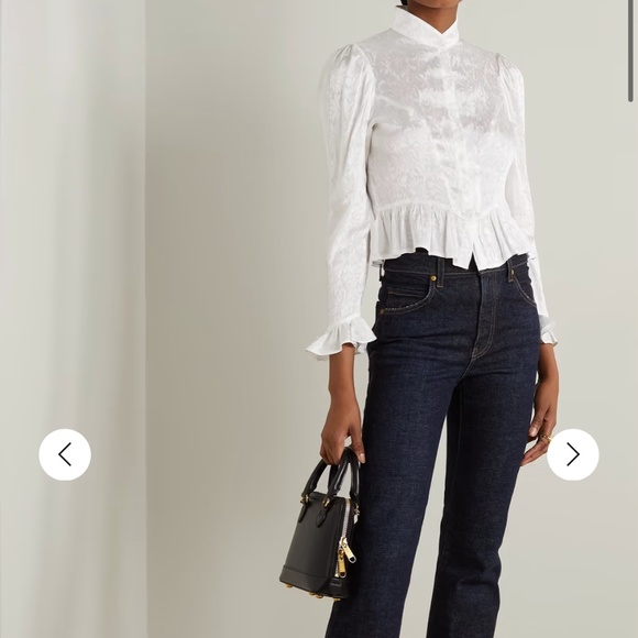 NWT Batsheva Grace Blouse in White Jacquard Size 6 - Picture 2 of 4